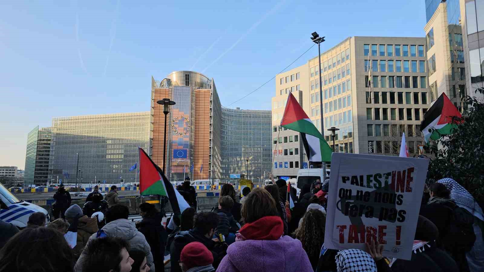 Brüksel’de Filistin’e destek gösterisi